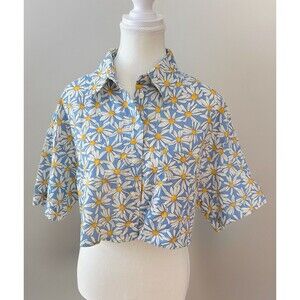 Zara Blue Floral Button Down Shirt